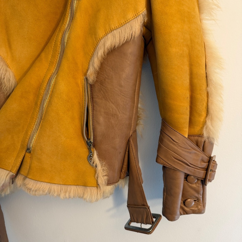 Voyage Invest in the Original Fox Fur Sheepskin Jacket Womens Medium Custom Rare - Picture 5 of 11